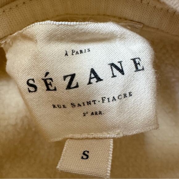 Sezane Aluna Hoodie Sweatshirt Organic Cotton Sweat Shirt Top Ecru Cream Yellow - Picture 8 of 15